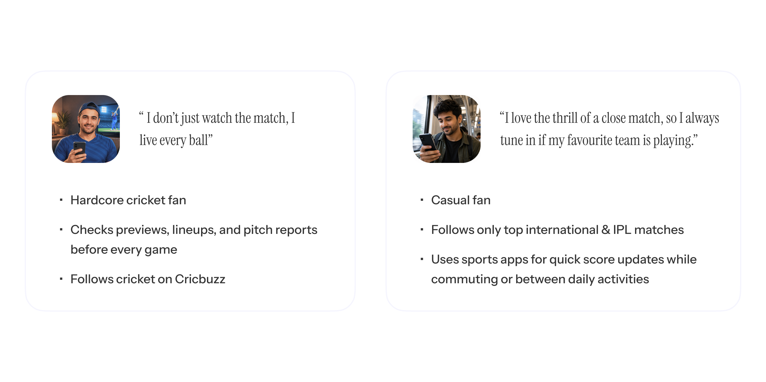 User persona card summarizing goals, behaviors, and pain points of the primary RushLine user